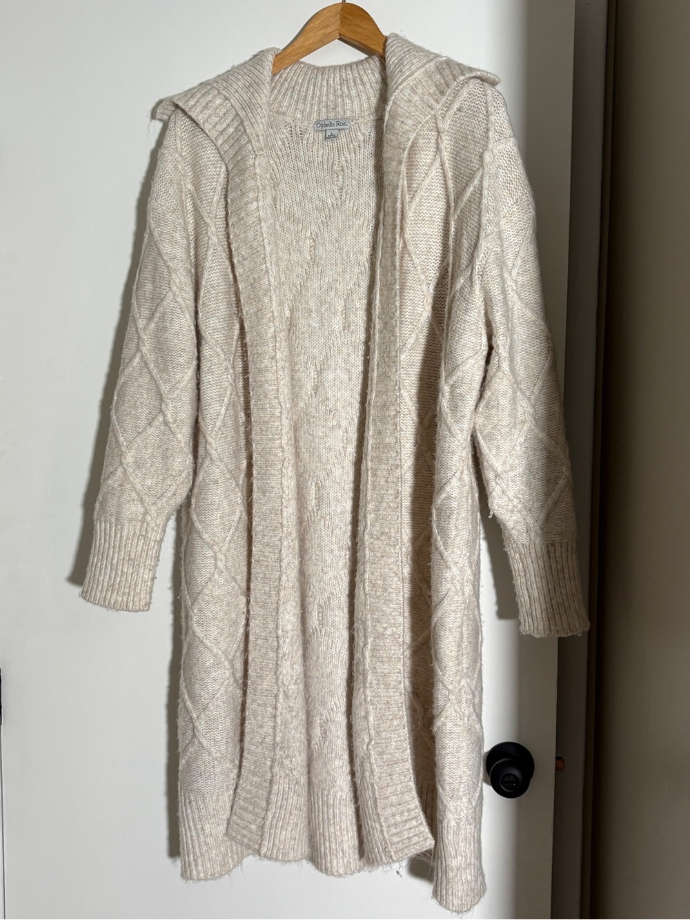 Ophelia Rose Bohemian Cozy Cable Knit Long Cardigan Cottagecore Sweater Size L